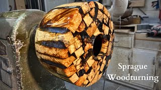 Woodturning  Boxelder Burl Scraps and Black Tinted Epoxy [upl. by Helbon]