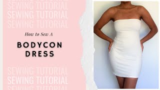 Diy Strapless Bodycon Dress How to sew a tube dress in less than 10 minutes [upl. by Nyletac37]