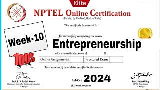 Entrepreneurship Week10 Assignment Answers  NPTEL 2024 [upl. by Irahcaz]