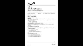 AQA A LEVEL ENGLISH LANGUAGE PAPER 2 QUESTION PAPER 202377022language diversity and change [upl. by Ailedamla256]