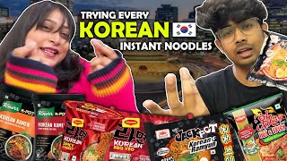 Trying Every KOREAN INSTANT NOODLES😛🍜 Food Challenge [upl. by Ylrehs]