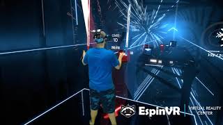 Hunter playing Beat Saber 100 Dollar Bills Expert Plus 150 Speed at Espin VR [upl. by Annavoeg253]