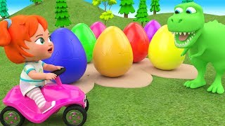 Little Baby Girl Fun Learning Colors for Children with Color Eggs Dinosaur Cartoons 3D Kids Edu Play [upl. by Ayhtak]