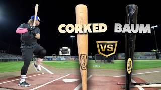 CORKED BAT vs BAUM BAT  Wood Baseball Bat Review [upl. by Mel]