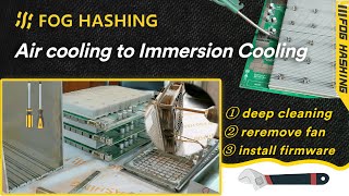 Air Cooling miners to Immersion Cooling How to remove fan deep cleaning and install fan simulator [upl. by Ikcin]