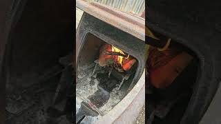 Old wood stove back in action outdoors woodstoves fire [upl. by Abehs136]