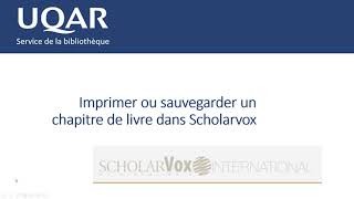 Imprimer ou sauvegarder un chapitre de livre dans Scholarvox [upl. by Egon300]