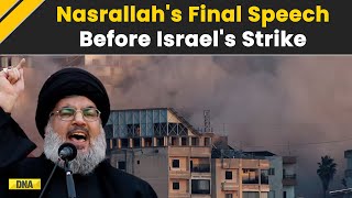 Hassan Nasrallah News Hezbollah Leader Nasrallahs Final Speech Before His Elimination By Israel [upl. by Nahtanha]