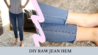 DIY RAW HEM TUTORIAL  FRAYED JEANS [upl. by Solange86]