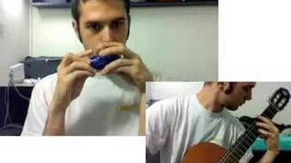 Zelda Eponas Song with my ocarina and guitar self duet [upl. by Ahsekal758]