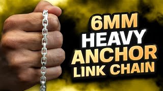 Silver 6mm Heavy Anchor Link Chain [upl. by Nevins]