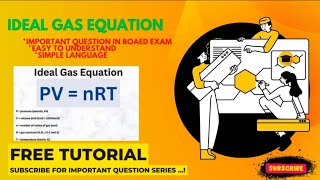 Ideal gas equation  Chemistry  12th  Important Question Series [upl. by Lesirg]