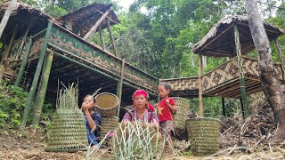 Single mother Process of weaving bamboo baskets  Bringing to market to sell  Construction girl [upl. by Enrev]