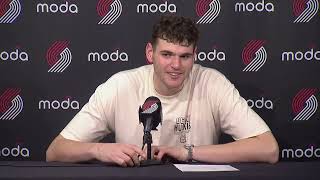 Donovan Clingan Postgame Interview  Portland Trail Blazers 106 Minnesota Timberwolves 98 [upl. by Candida37]