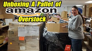 Unboxing a pallet of Unmanifested Amazon Overstock that i paid 700000 for 6 of them [upl. by Yob254]