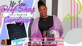 TRENDY NO SEW DIY SHAGGY CARDIGAN  CRAFTING WITH CASS [upl. by Ruthie]