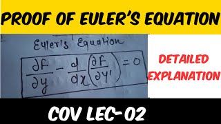 Proof of Eulers Equation Calculus Of variation Lec2  MSc BSc mathematics  COV [upl. by Charmian]