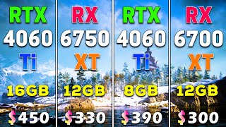 RTX 4060 Ti 16GB vs RX 6750 XT 12GB vs RTX 4060 Ti 8GB vs RX 6700 XT 12GB  PC Gameplay Tested [upl. by Felty]