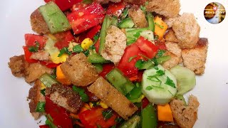 Crispy Bread Salad  Healthy Bread Salad Recipe  Sallate Me Buke Te Thekur Dhe Perime [upl. by Anneyehc]