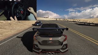 Honda Civic Type R and Mazda RX7 Parallel Drive  Assetto Corsa  Steering Wheel Gameplay [upl. by Aidam]