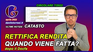 CATASTO la rettifica d’ufficio della rendita catastale proposta con Docfa entro quando viene fatta [upl. by Nelluc]