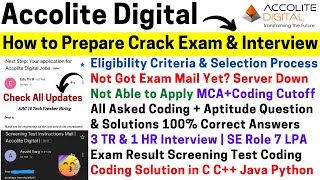 Accolite Digital Hiring How to PREPARE amp CRACK Exam amp Interview ALL ASKED CODING amp APTITUDE SOLUTION [upl. by Ericksen]