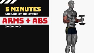 5 Minute Quick Arms amp ABs Workout at Home  5 MIN Arm AB Workout Dumbbells and Bodyweight Upper Body [upl. by Nylesaj153]