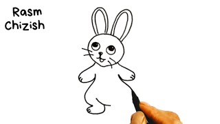 Rasm chizish Quyon Rasmni chizishСурет салуHow to draw rabbit Сүрөт тартуу [upl. by Nwahsyar]