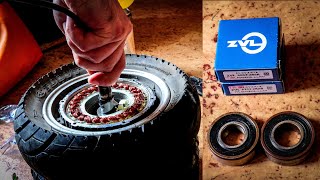 Wheel bearings replacement on Dual Moto electric scooter  DIY repair [upl. by Acinomad476]