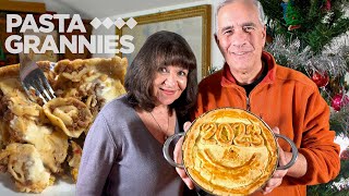 Enjoy a Christmas baked pasta pie called pasticcio di cappelletti  Pasta Grannies [upl. by Volny140]