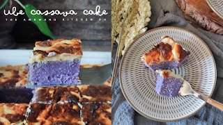 UBE CASSAVA CAKE  Creamy Cheese Custard Topping  Filipino Home Cooking  No Talking [upl. by Nageem]