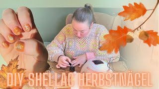 Ich mach mir meine kurzen Nägel mit Shellac amp Stickern 💅🏻  GIVEAWAY  Herbstnägel DIY Tutorial [upl. by Karame]