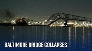 Bridge collapses in Baltimore  mass casualty event declared [upl. by Yorgerg153]