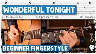 quotWonderful Tonightquot Easier Fingerstyle Version  Guitar Lesson amp Tutorial [upl. by Adnirb]