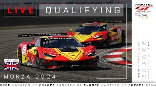 LIVE  Qualifying  Monza  Fanatec GT Europe 2024 English [upl. by Geoffrey]