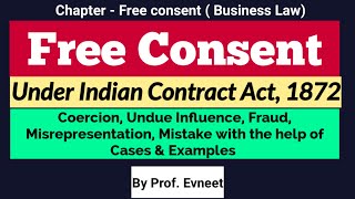 Free Consent Indian Contract Act  Free Consent Business Law  Free Consent  CA Foundationin Hindi [upl. by Frick]