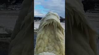 Stunning Natural Ice Sculptures Cover South Haven Michigan Lighthouse ice [upl. by Capone]