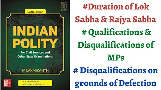 V95 Lok Sabha amp Rajya Sabha Duration RPA 1951 MPs QualificationDisqualification M Laxmikanth [upl. by Pardew]