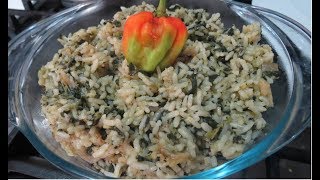 BhagiBhaji Rice Recipe with Saltfish  Trinidad  Caribbean Cooking [upl. by Yauq]