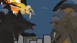 Godzilla amp Mothra VS MUTO Prime amp Queen MUTO  FINAL BATTLE  Pivot Animation [upl. by Esydnac]