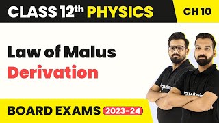 Law of Malus  Derivation  Class 12 Physics Chapter 10  CBSE 202425 [upl. by Suh]