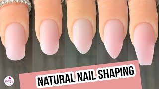 How to Shape Natural Nails Squoval Oval Round Almond Coffin [upl. by Owens]