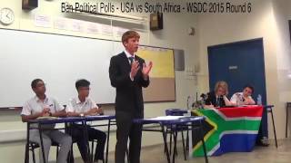 Debate WSDC Ban Political Polls USA vs South Africa WSDC 2015 Round 6 SD [upl. by Eillek]