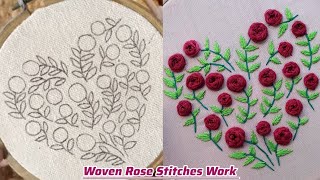 Beautiful Woven Rose floral embroidery design Embroidery hoop subscribe embroidery [upl. by Lajes]