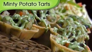 Minty Potato Tarts  Continental Vegetarian Snacks Recipe By Ruchi Bharani [upl. by Aisatnaf]