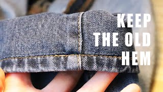 How to Hem Jeans Using the OriginalExisting Hem  Looks Like They Havent Been Altered [upl. by Elleyoj]