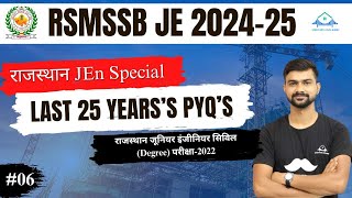 6 RSMSSB JEN CIVIL 2024  RAJASTHAN JEN PREVIOUS YEARS PAPER SOLUTION RSMSSB JE 2022 DEGREE [upl. by Trow]