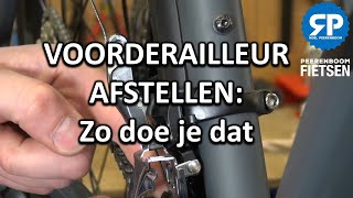 VOOR DERAILLEUR AFSTELLEN Racefiets mountainbike trekkingfiets Zo doe je dat [upl. by Enomes]