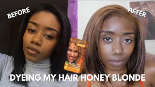 DIY dyeing my natural hair honey blonde 😮 using Clairol Textures and tones [upl. by Bolten]