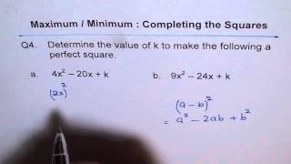 Find K to Write Trinomial as Perfect Square Q4 [upl. by Ainoval]